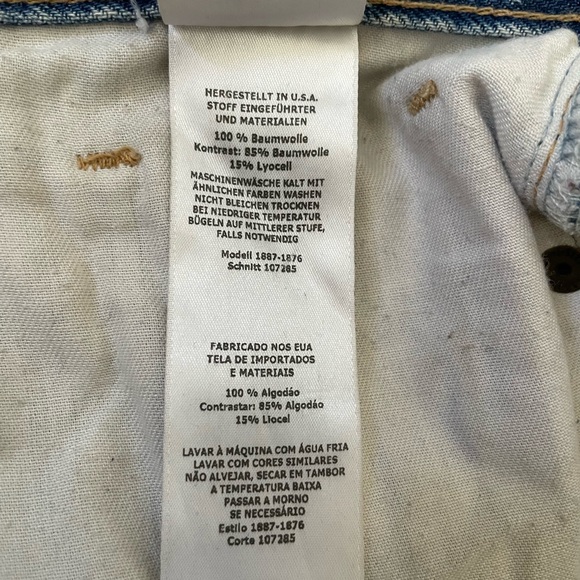 CURRENT/ELLIOTT CROPPED STRAIGHT LEG DISTRESSED PATCHES BLUE JEANS - Picture 8 of 8